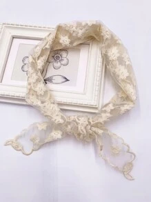 Pañuelo con bordado de flor - Albaricoque - Ver 2