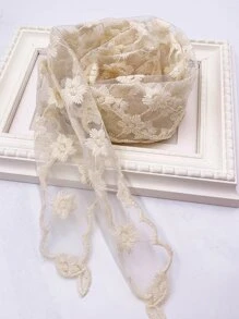 Pañuelo con bordado de flor - Albaricoque - Ver 4