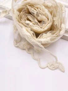 Pañuelo con bordado de flor - Albaricoque - Ver 5