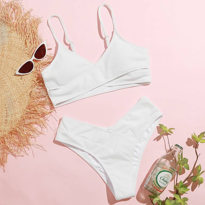 

Wrap High Leg Bikini Swimsuit, White