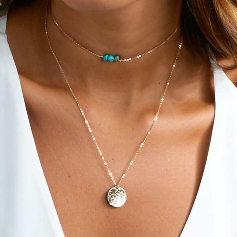 

Coin Layered Necklace, Gold