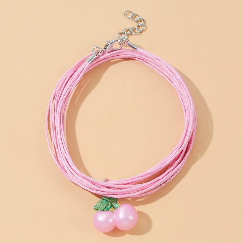 

Cherry Rope Bracelet, Pink