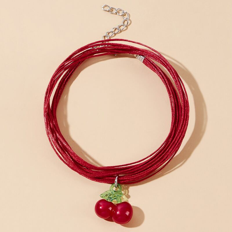 

Cherry Rope Bracelet, Red