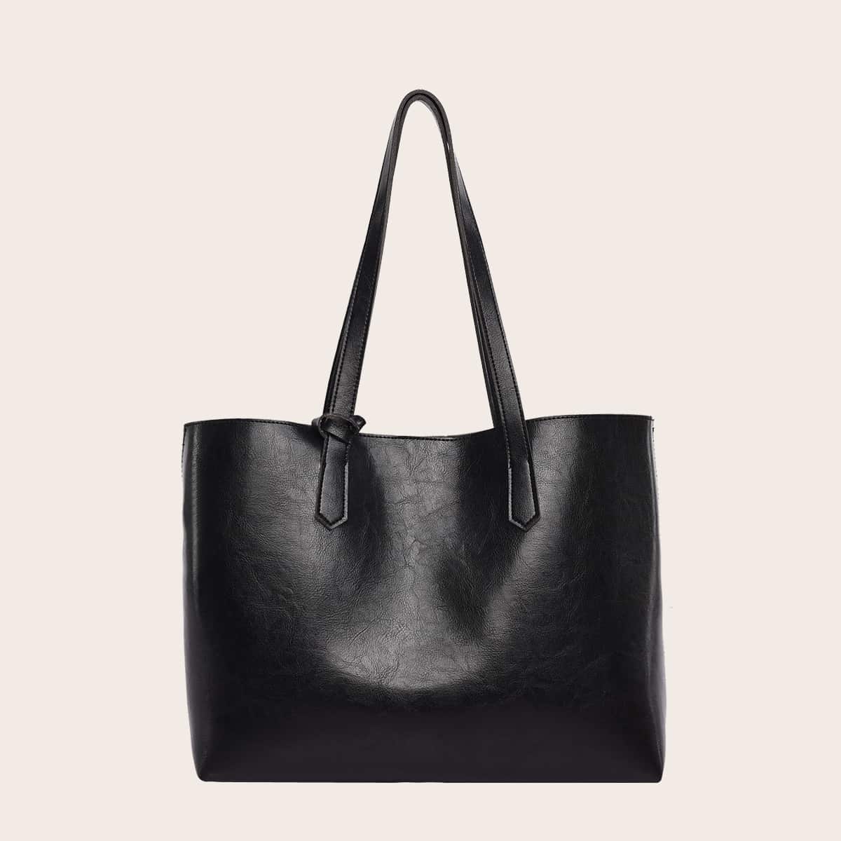 

Minimalist Tote Bag With Purse, Black
