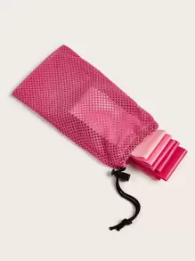 4pcs Yoga Fitness Band With 1pc Mesh Bag - Pink - View 3