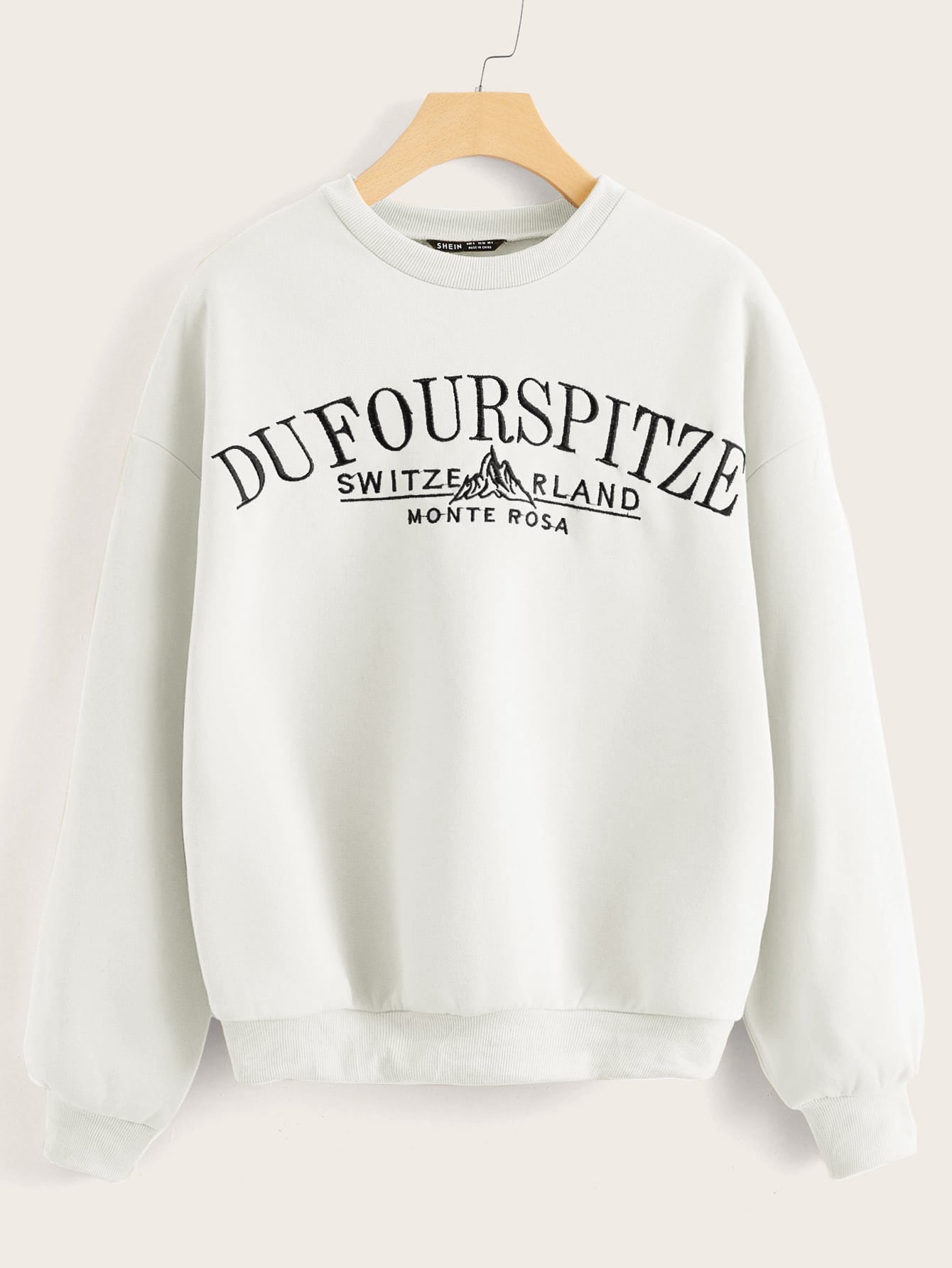 Drop Shoulder Embroidered Letter Pullover