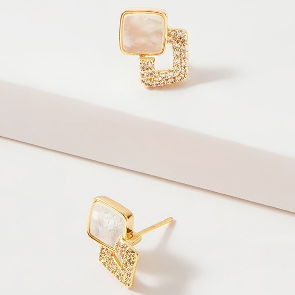 

Rhinestone Geo Stud Earrings, Gold