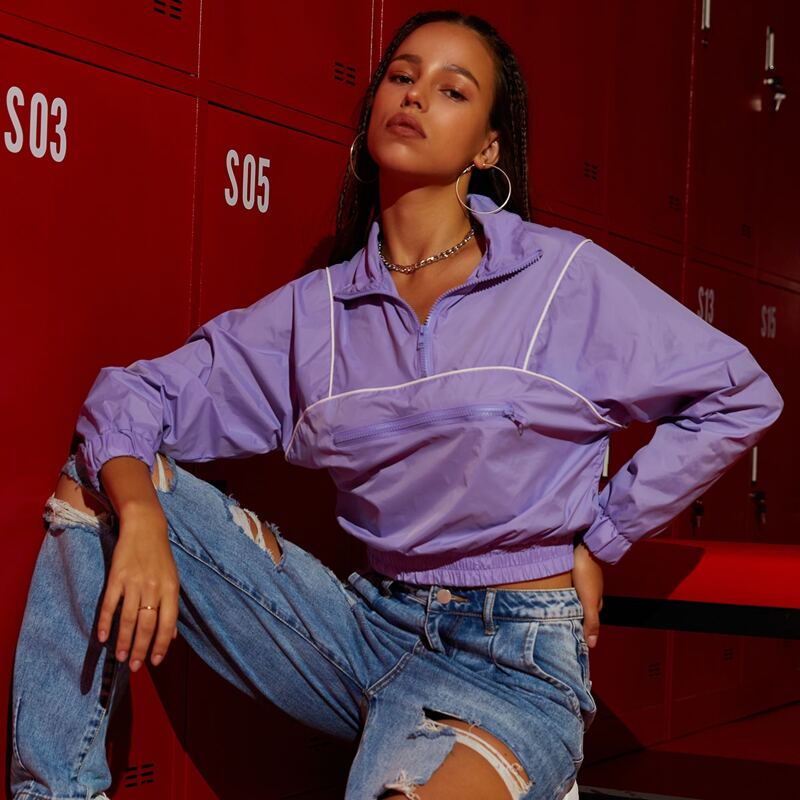 

Half Zip Windbreaker Jacket, Lilac purple