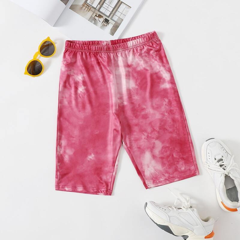 

Tie Dye Biker Shorts, Pink