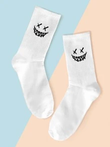 Cartoon Graphic Socks - White - View 1