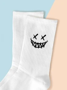 Cartoon Graphic Socks - White - View 3