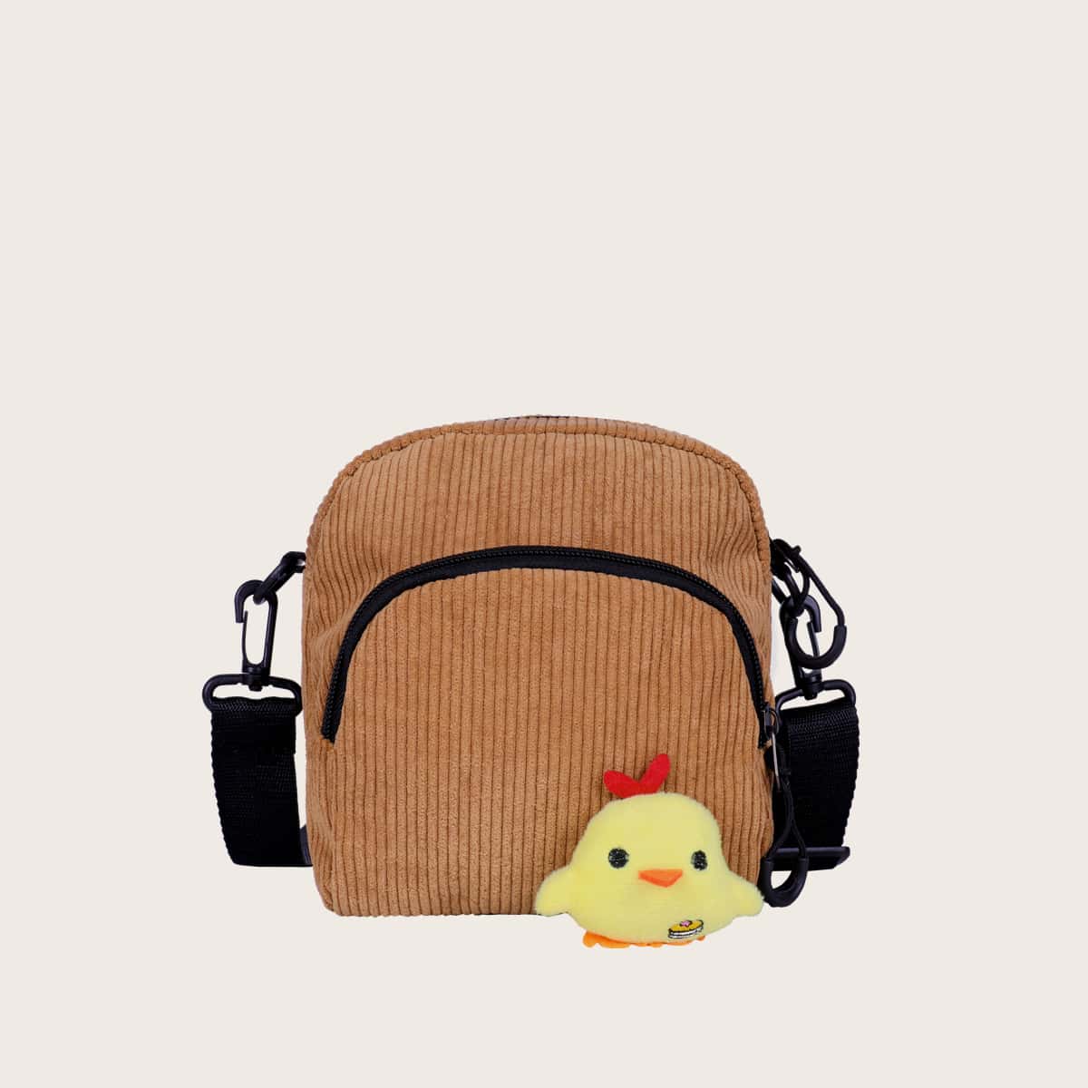 

Cartoon Duck Corduroy Crossbody Bag, Brown