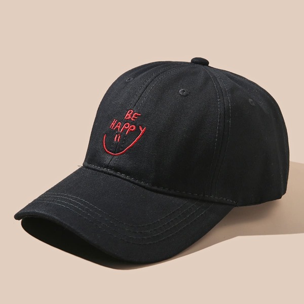 

Men Slogan Embroidery Baseball Cap, Black