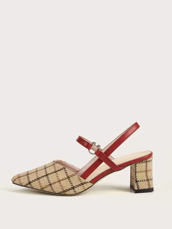plaid slingback shoes
