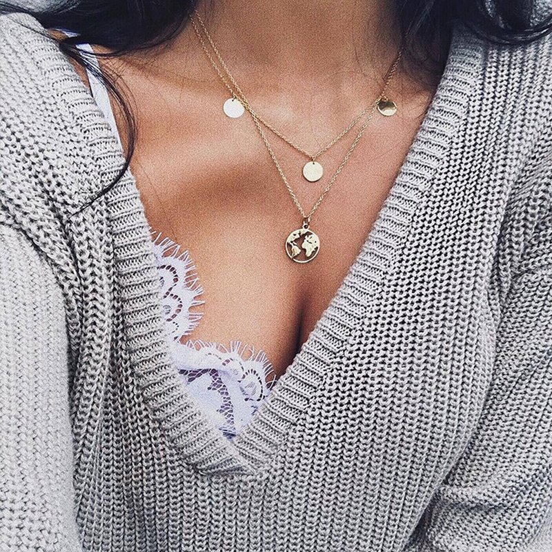 

Coin Layered Necklace, Gold