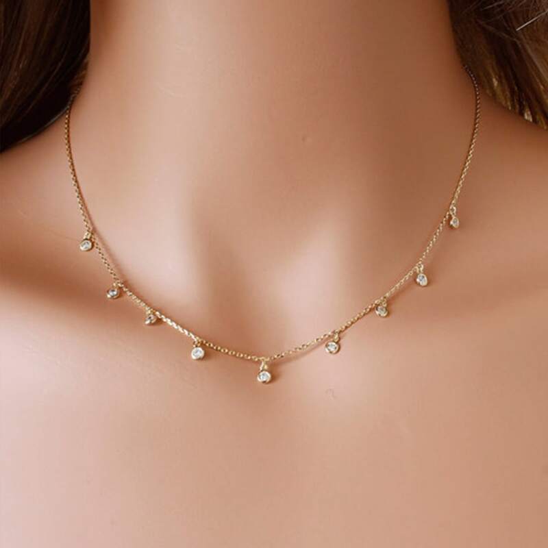 

Crystal Chain Necklace, Gold