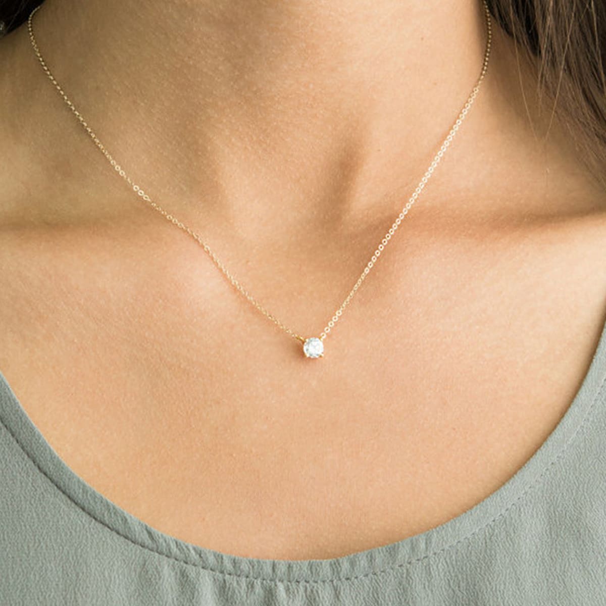 

Rhinestone Pendant Necklace, Gold