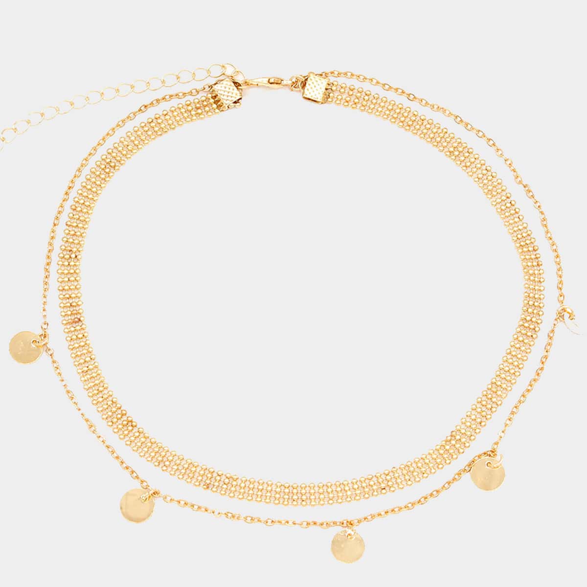 

Coin Beaded Layered Choker, Gold