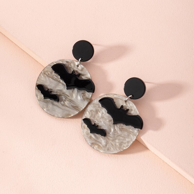 

Bat Decor Round Drop Earrings, Multicolor