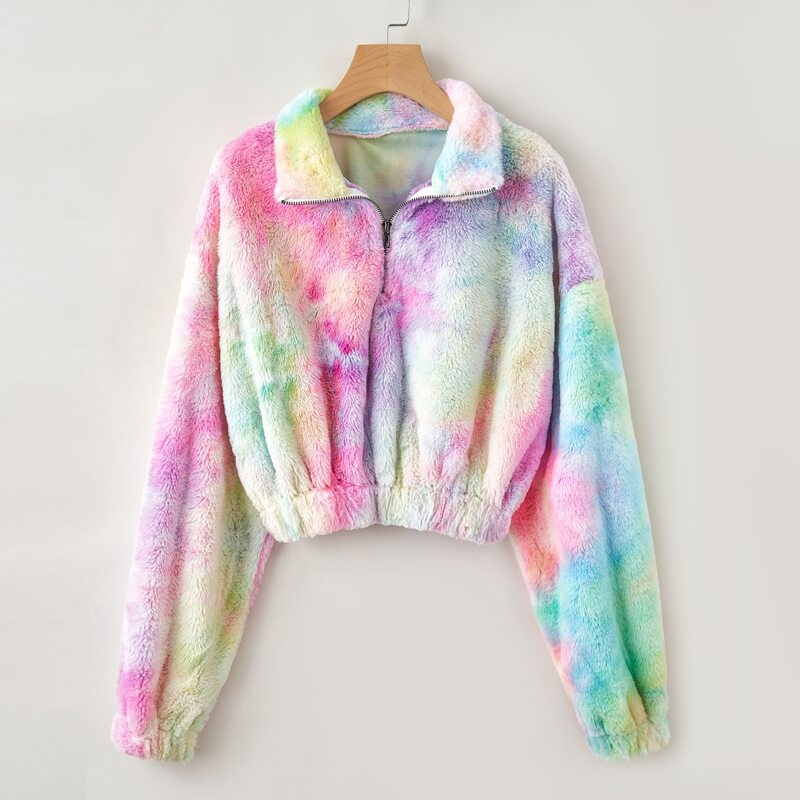 

Colorful Shearing Half Zip Sweatshirt, Multicolor