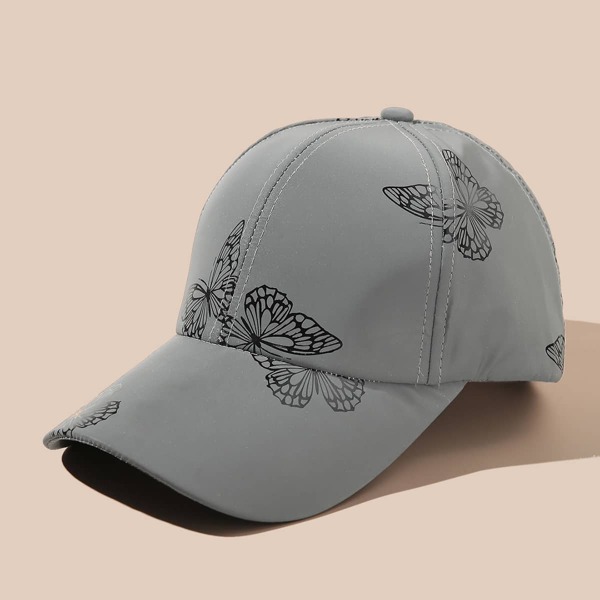 

Men Butterfly Pattern Baseball Cap, Grey
