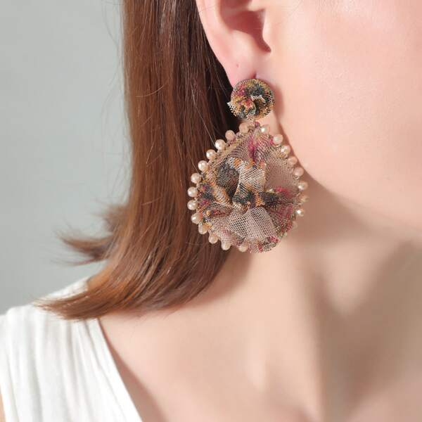 

Lace Design Beaded Drop Earrings, Multicolor
