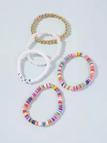 5 Piezas Pulsera Con Cuentas De Perlas Sintéticas - Multicolor - Ver 2