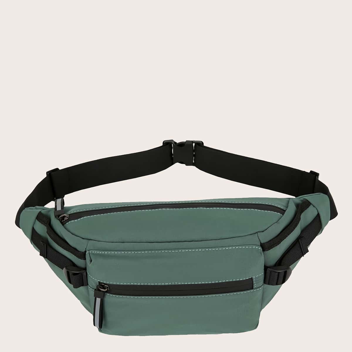 

Zipper Front Large Capacity Fanny Pack, Green