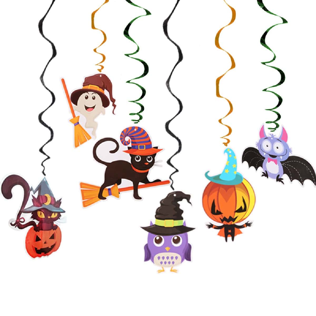 

6pcs Halloween Animal Spiral Pendant Decoration, Multicolor