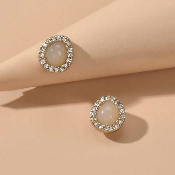 

Rhinestone Stud Earrings, Gold