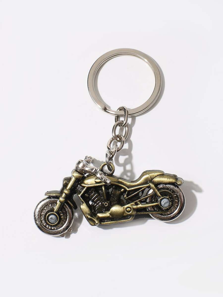 Motorcycle Charm Keychain - Bronze - View 1