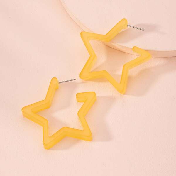 

Star Decor Cuff Hoop Earrings, Yellow