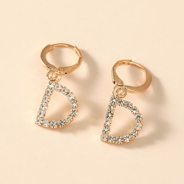 

Rhinestone Letter Drop Earrings, Gold