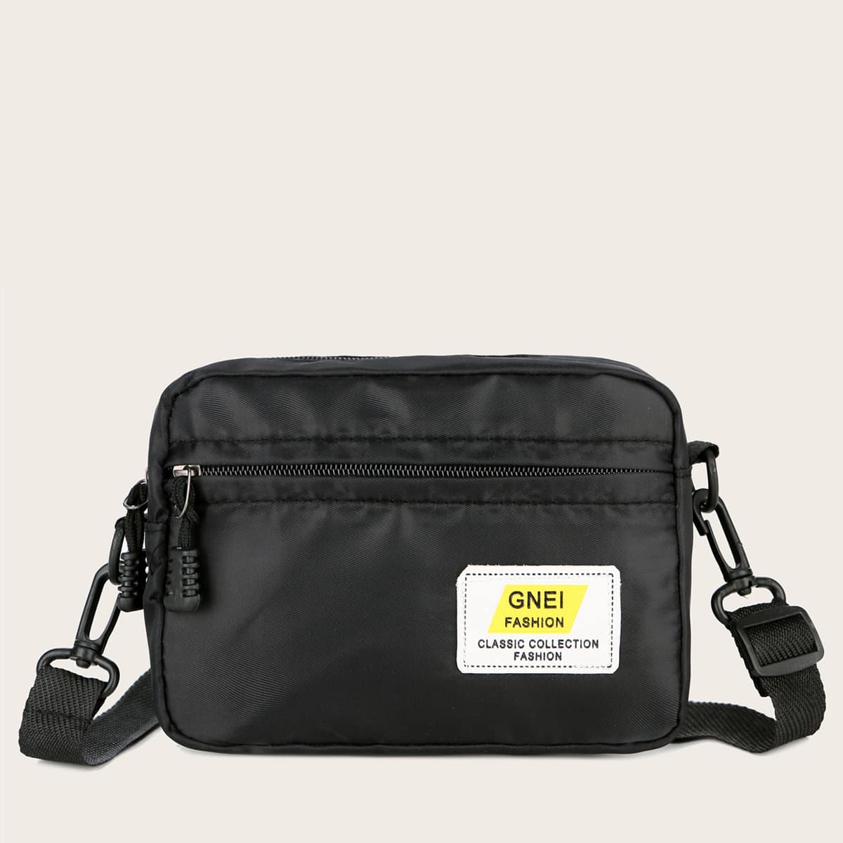 

Letter Graphic Crossbody Bag, Black
