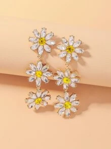 Rhinestone Flower Drop Earrings