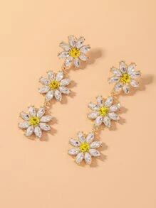Rhinestone Flower Drop Earrings