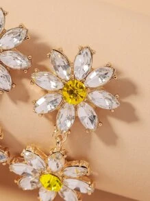 Rhinestone Flower Drop Earrings