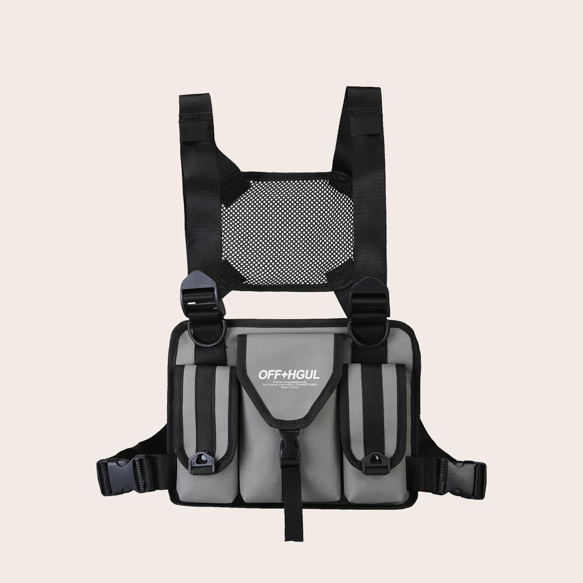 

Guys Letter Graphic Flap Chest Bag, Black