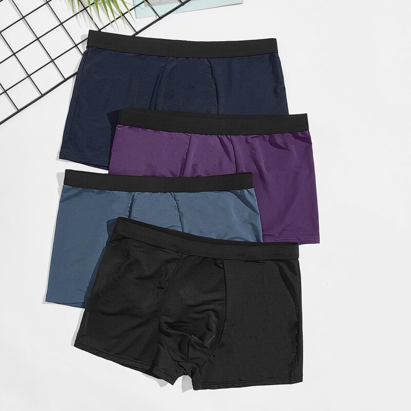 

4pcs Guys Contrast Waistband Boxer Brief, Multicolor