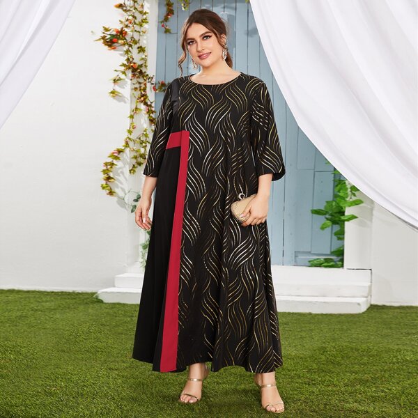 

Plus Gilding Print Maxi Dress, Black