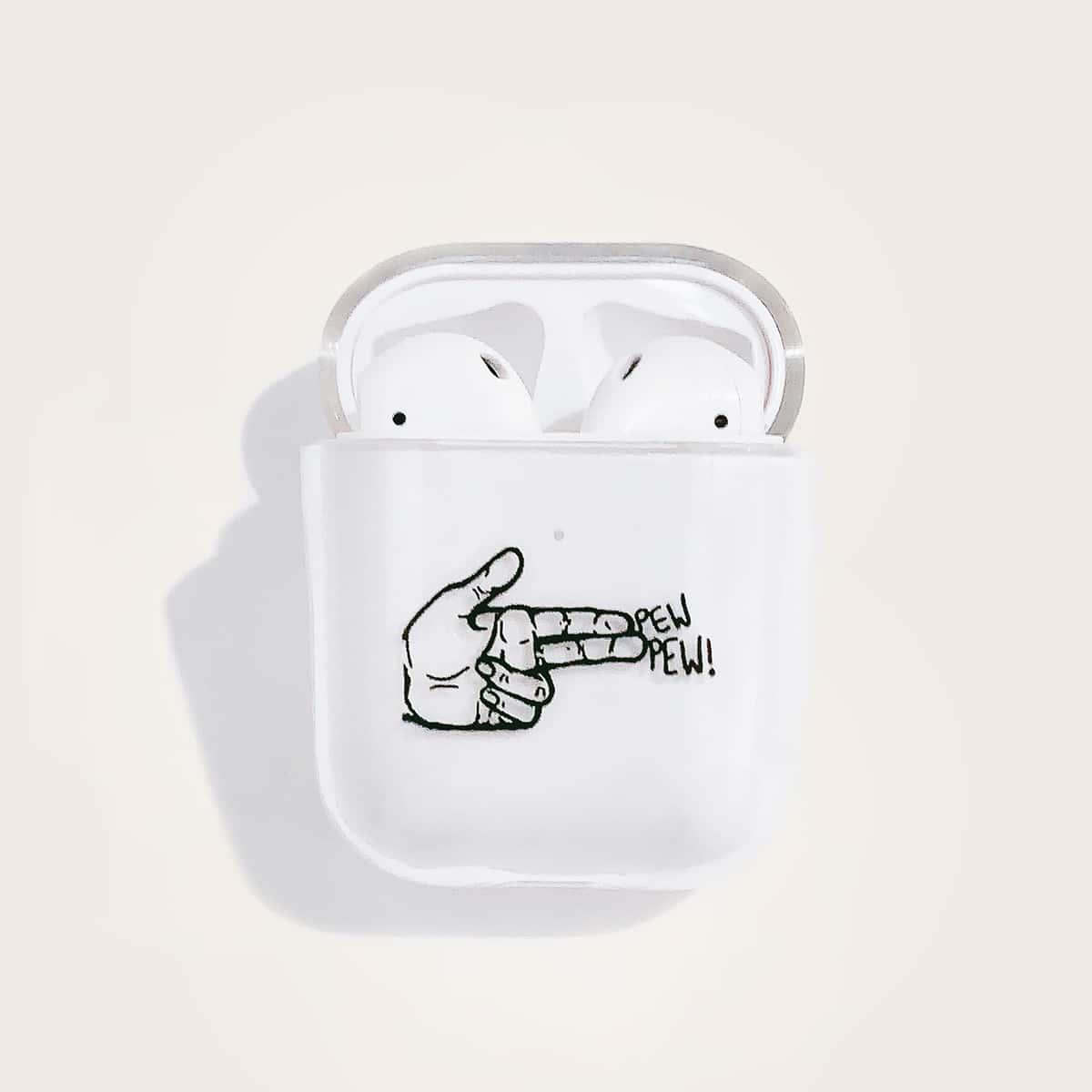 

1pc Gesture Pattern AirPods Case, Black