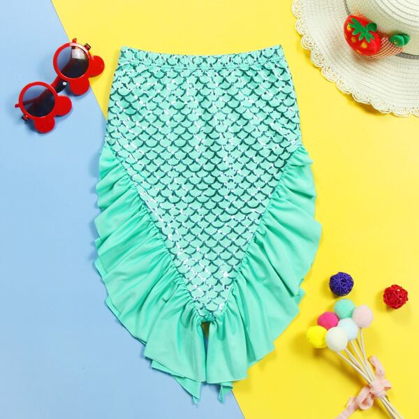

Toddler Girls Fish Scales Ruffle Bikini Bottom, Mint green