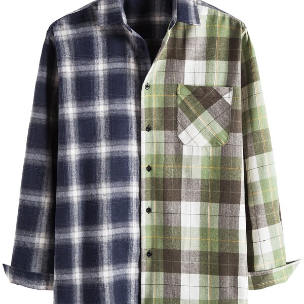 

Men Colorblock Plaid Print Button Through Shirt, Multicolor