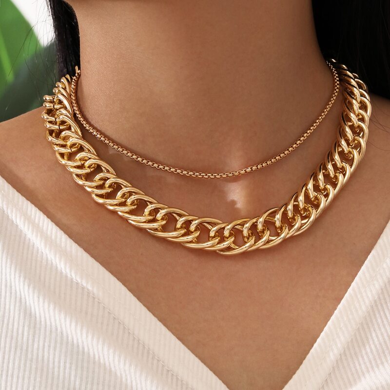 

Layered Chain Necklace, Gold
