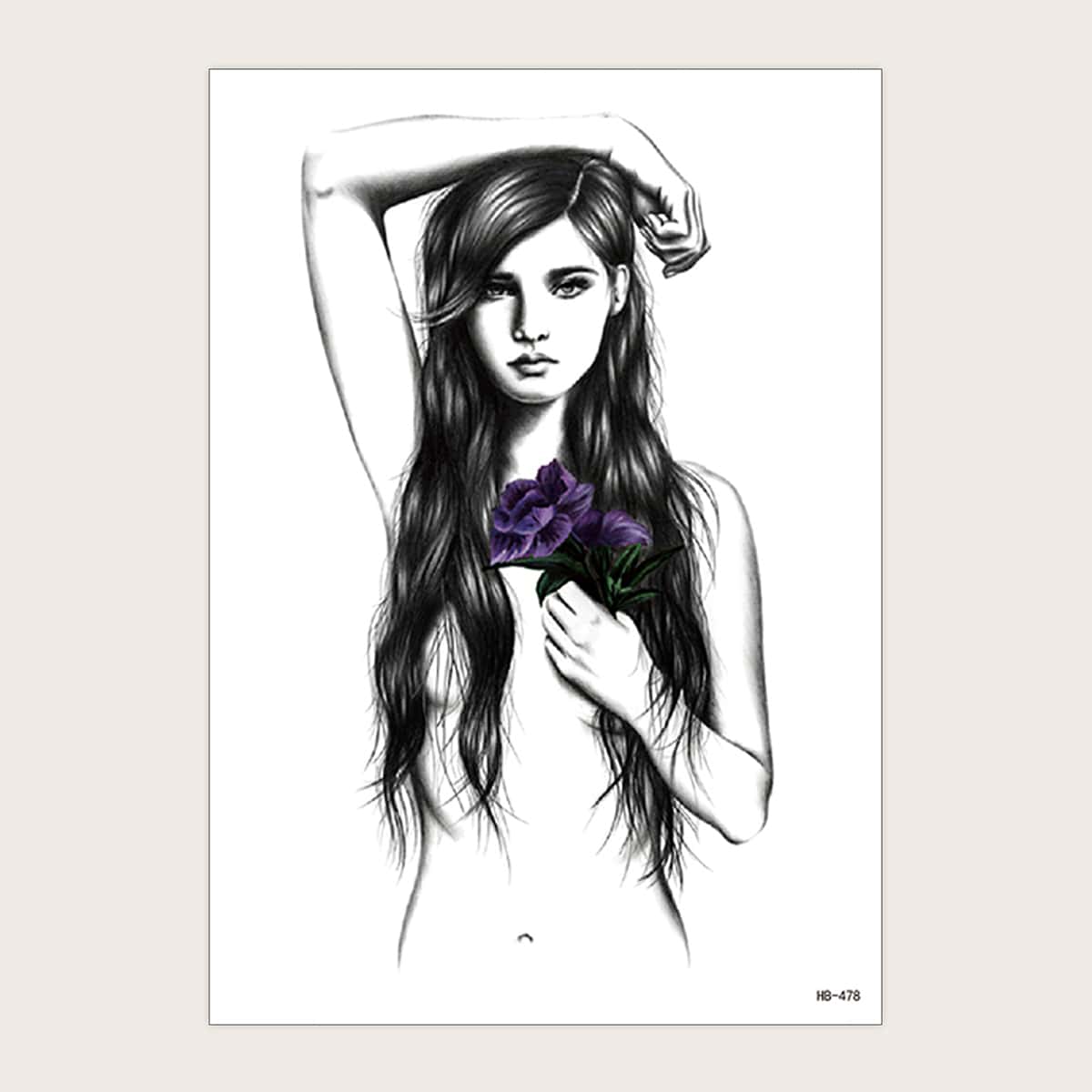 

1sheet Girl Pattern Tattoo Sticker, Multicolor