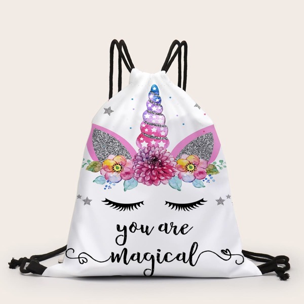 

Unicorn Pattern Backpack, White