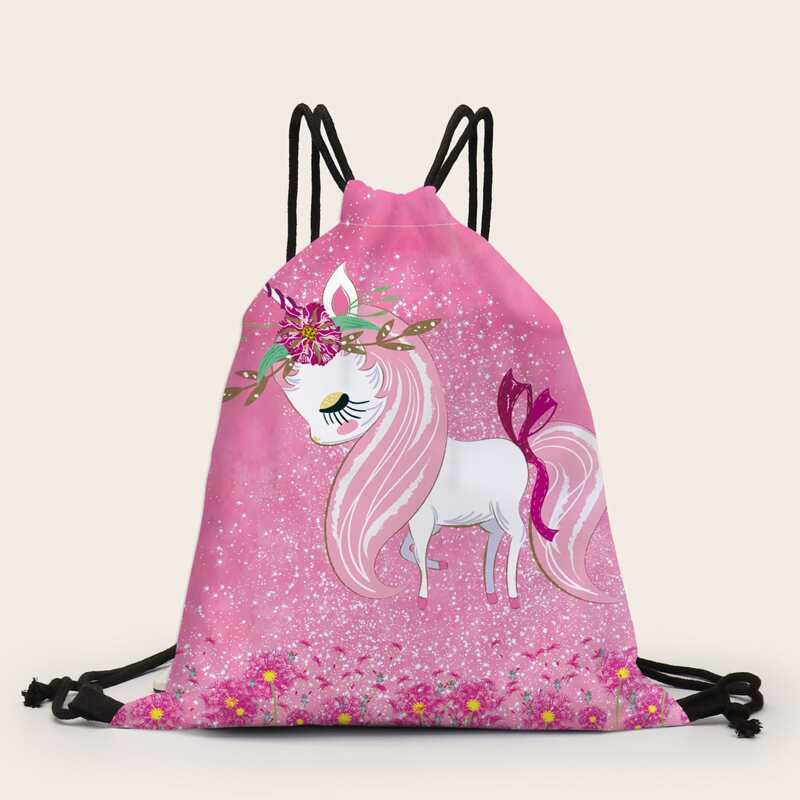 

Unicorn Pattern Backpack, Pink
