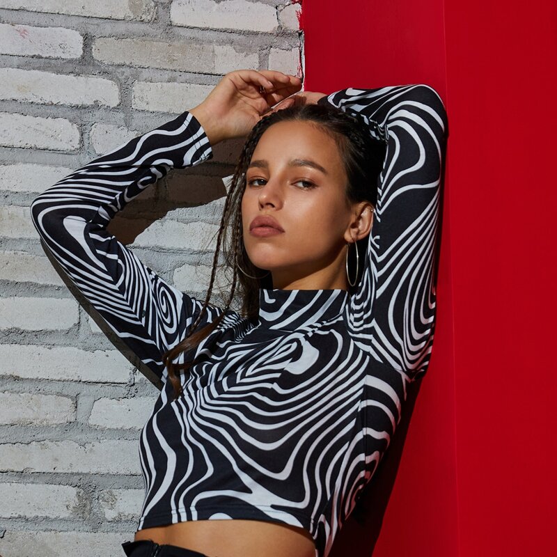 

Allover Print Tee, Black and white