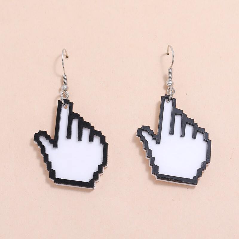 

Gesture Charm Drop Earrings, Black and white