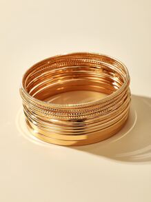 14pcs Simple Bangle - Yellow Gold - View 2